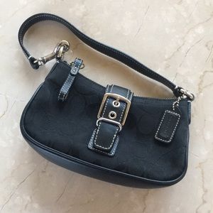 COACH Black Canvas Signature Silver Tone